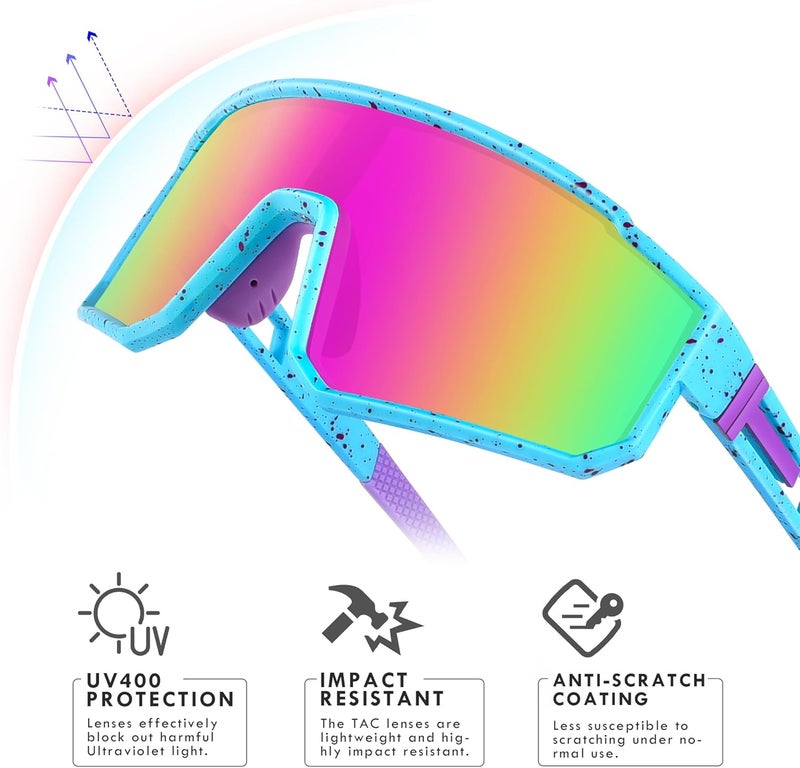 Derowern Youth Baseball Sunglasses, Kids Polarized Sports Sunglasses,UV400 Protection Glasses for Boys Girls Softball Cycling - Image 3